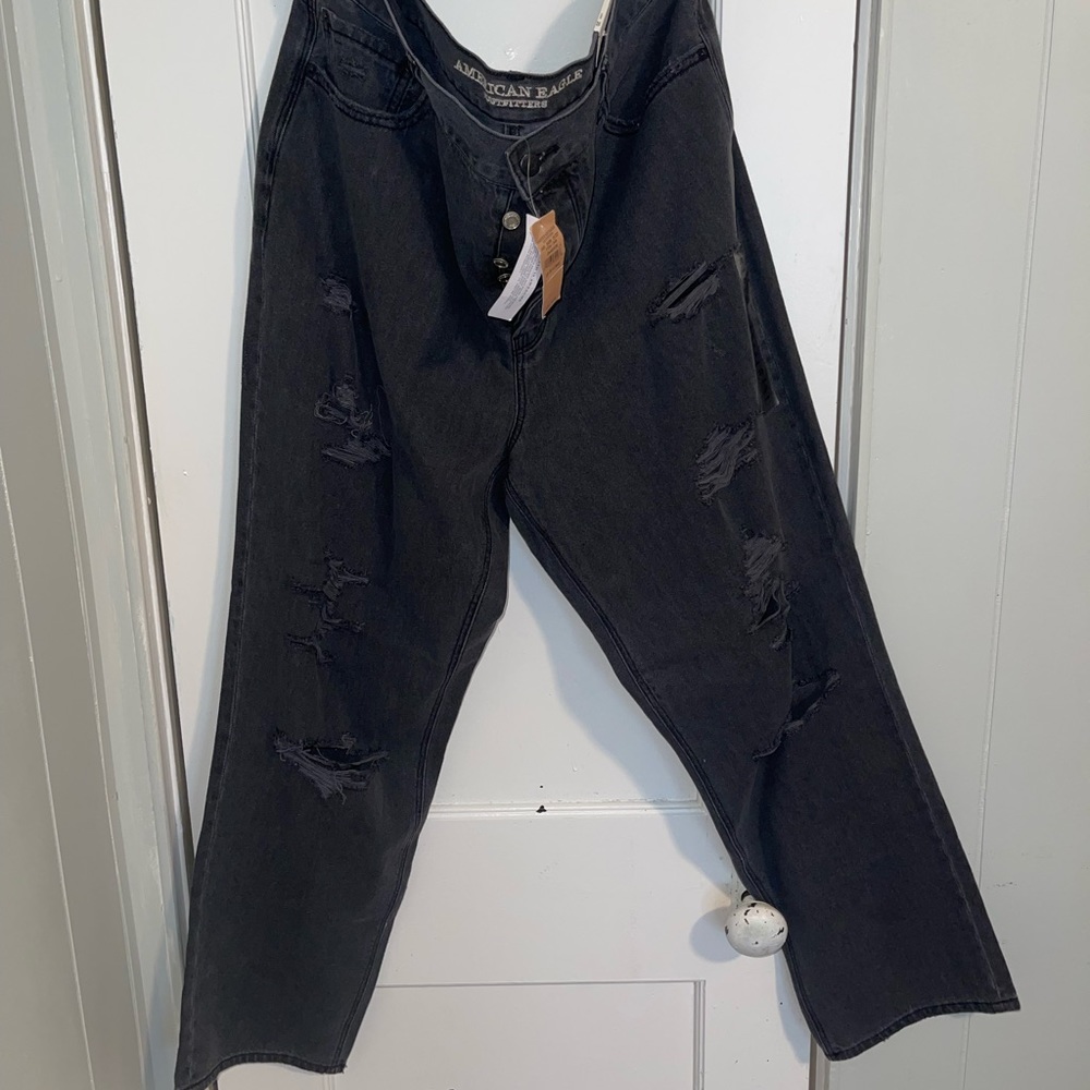 Vintage High Rise Straight Long ripped Jeans
